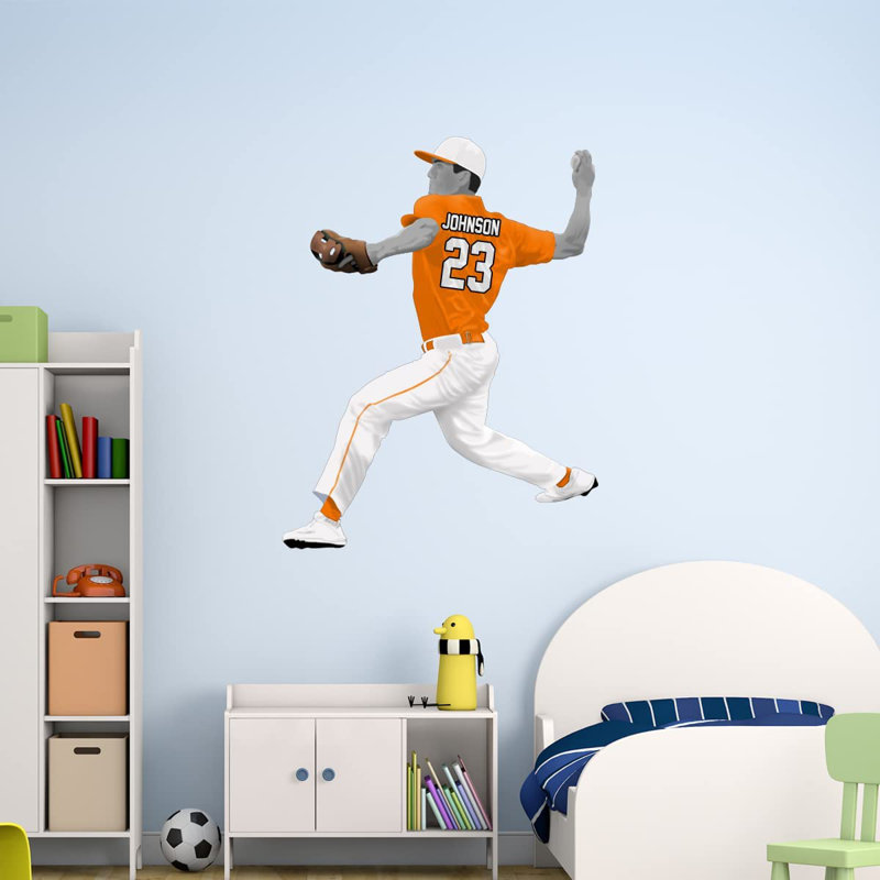 Adhésif décoratif baseball, H 30 po x l 23 po, Oui, Orange