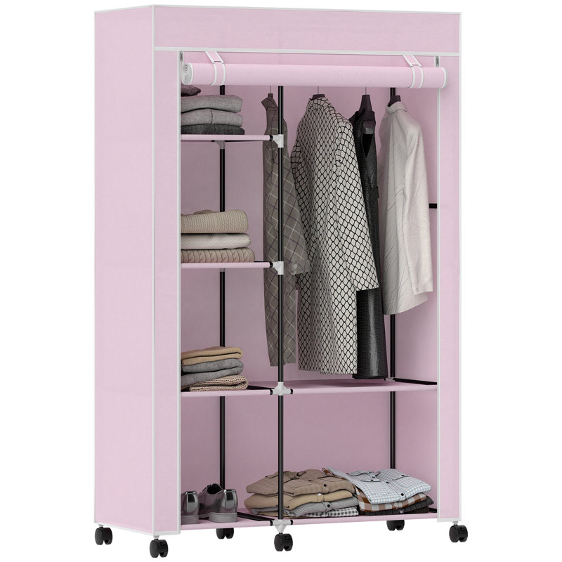 Fabric Wardrobe with Shelves Hanging Rail Foldable Wardrobe