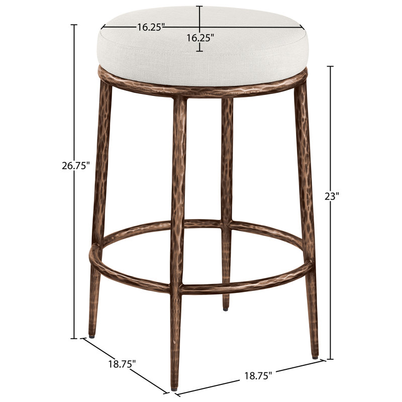 Tabouret de comptoir Ferro Hessle, Crème, Bronze