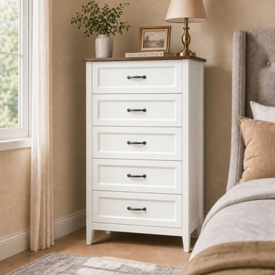  27.6'' W Farmhouse 5-Drawer Chest of Drawers with Metal Pulls
