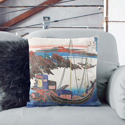 Boat At Sunset Square Throw Cushion