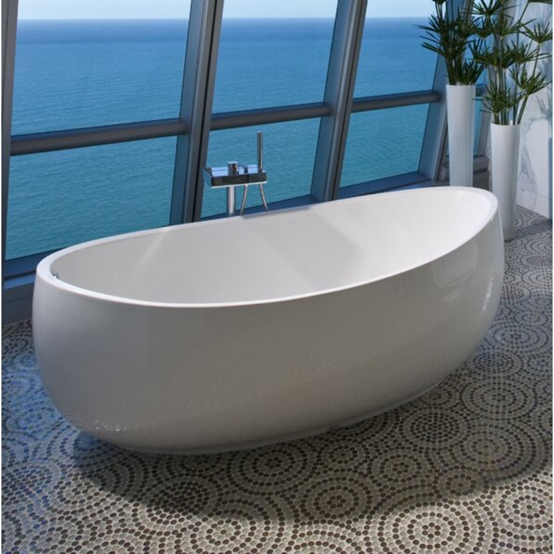 Picasso 66'' L Soaking Bathtub, Matte Black, Matte White