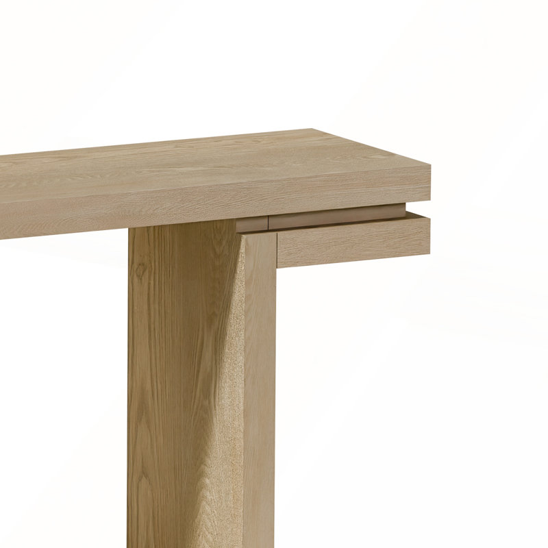 Console très large en placage de bois véritable de 66 pouces pour vestibule et salon, Chêne 