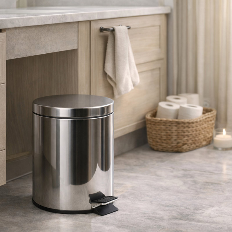 Steel Step On Waste Basket - 1.3 Gallons