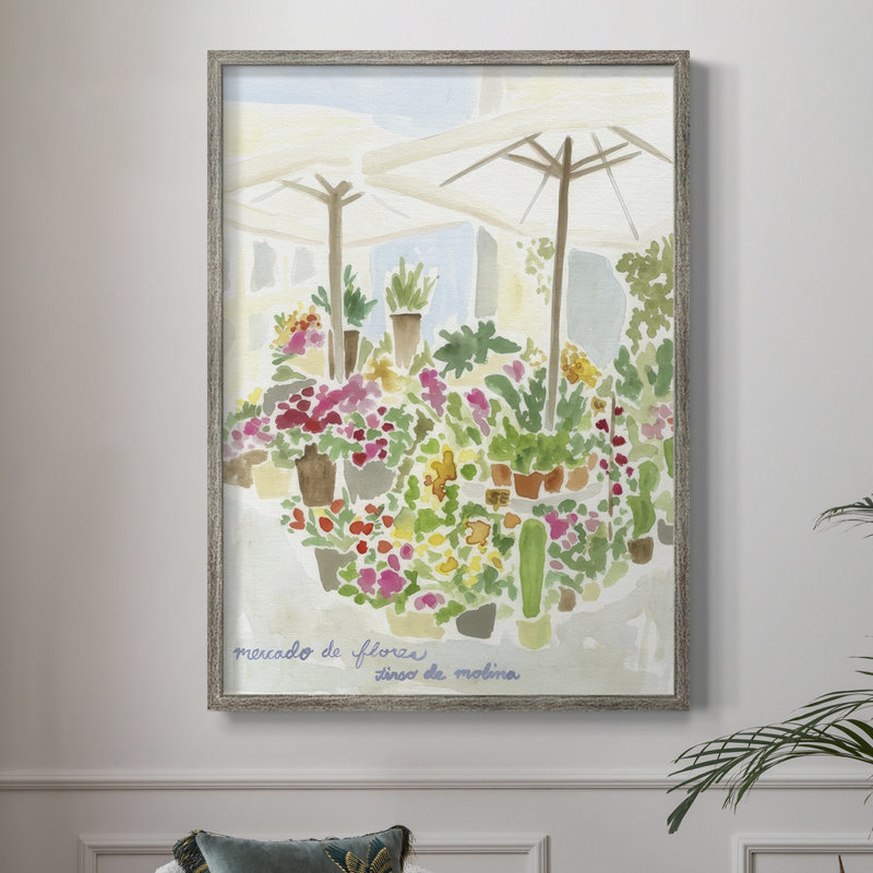 Tirso Flower Market I, reproduction encadrée - bois massif, H 21 po x l 17 po