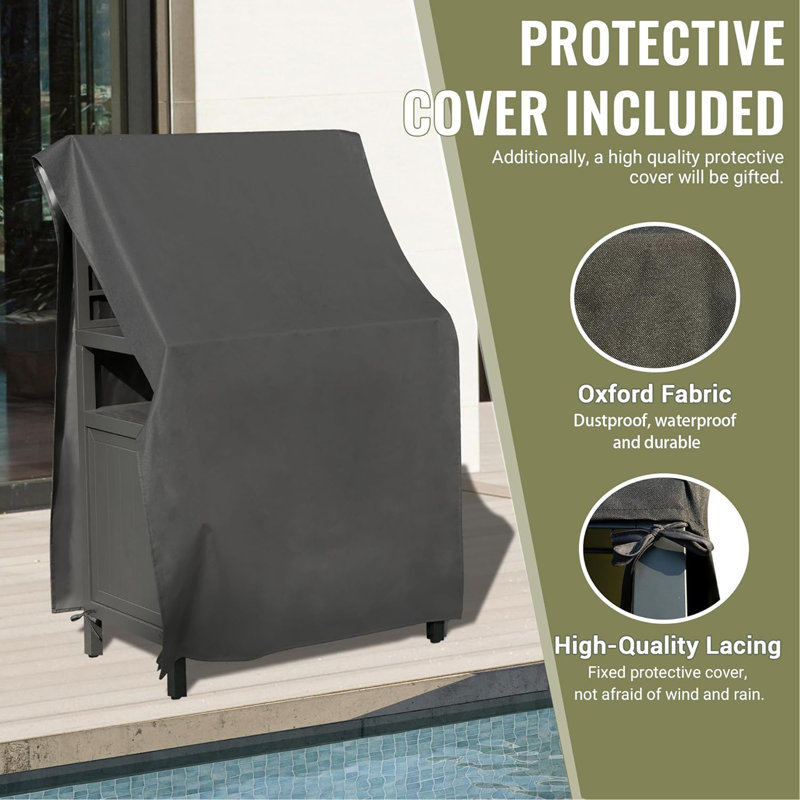 Îlot de cuisine extérieur avec rangement, îlot de rangement en aluminium avec fixation murale, armoire de rangement pour barbecue autoportante avec housse de protection