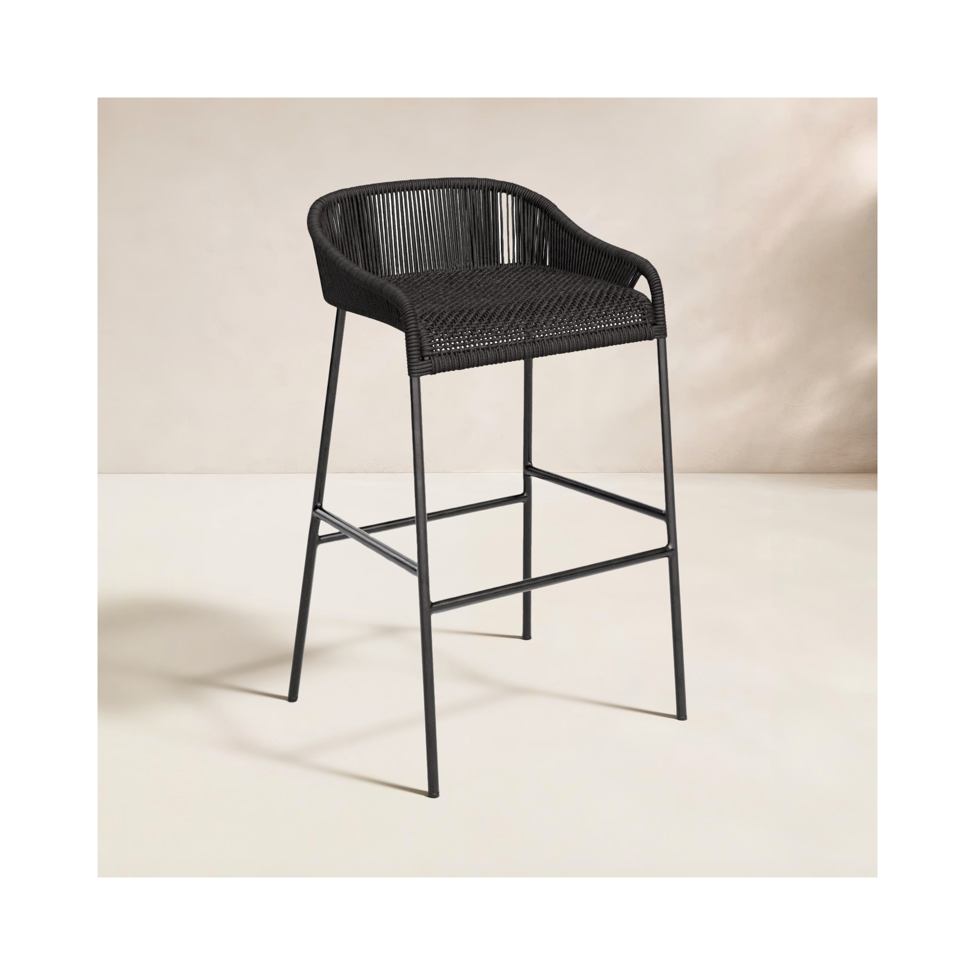 Belmont Powder Coated Aluminum Stool, Black, 28" H