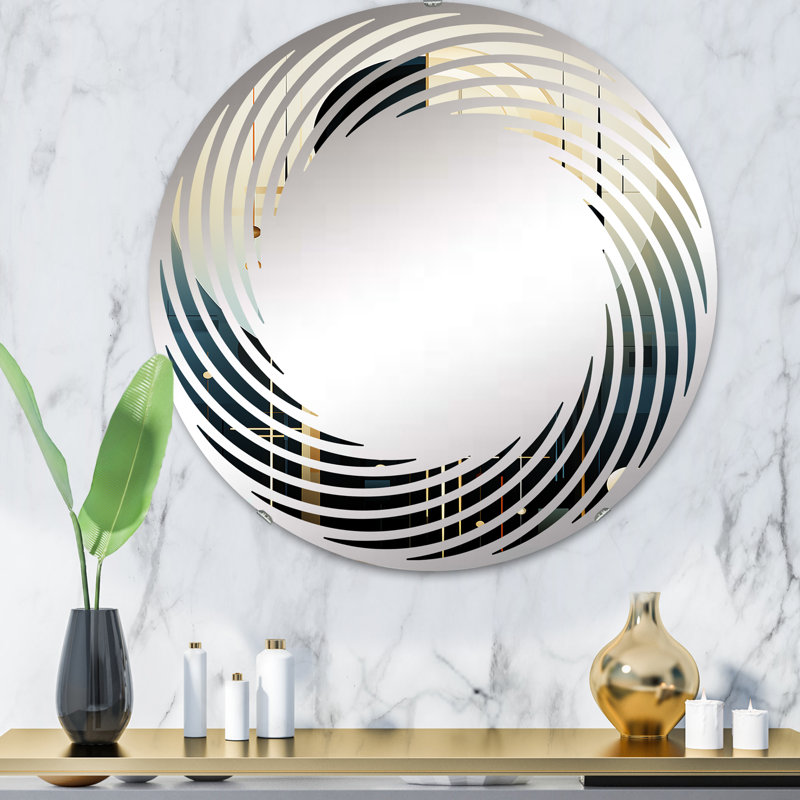 Formes abstraites de vecteurs de vanille - Miroir mural en spirale MIR105963 C, 31,4 po x 31,4 po
