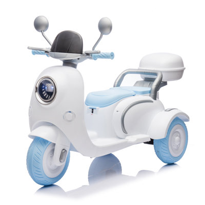 Kids 12V Battery-Powered Motorcycle with Parent remote control, LED lighting, Built-in music, Blue