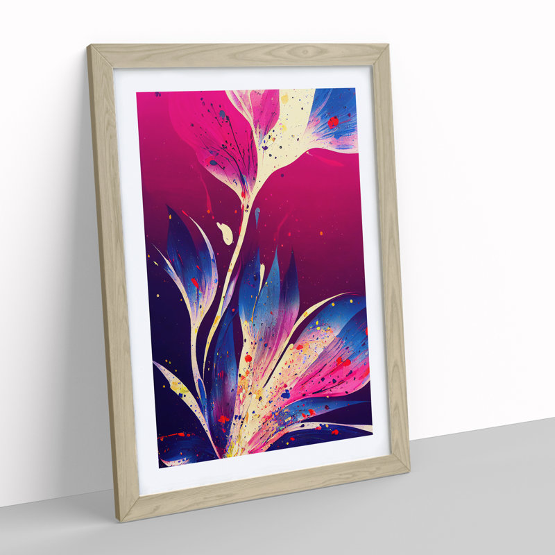 Paint Splat Flower No.1 Abstract - Framed Print, 34cm H x 25cm W x 2cm D, Oak Framed