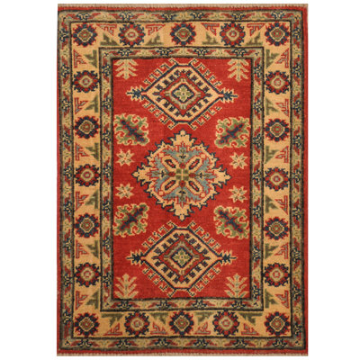 Tapis de zone en laine 2 pi x 3 po one-of-kind à la main noué la kazak Viviane