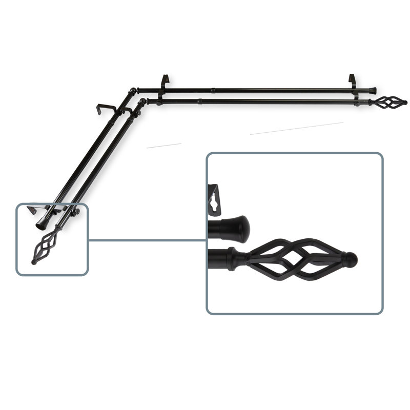 Tringle à rideaux double Andresen, Noir, L 66 po x l 120 po