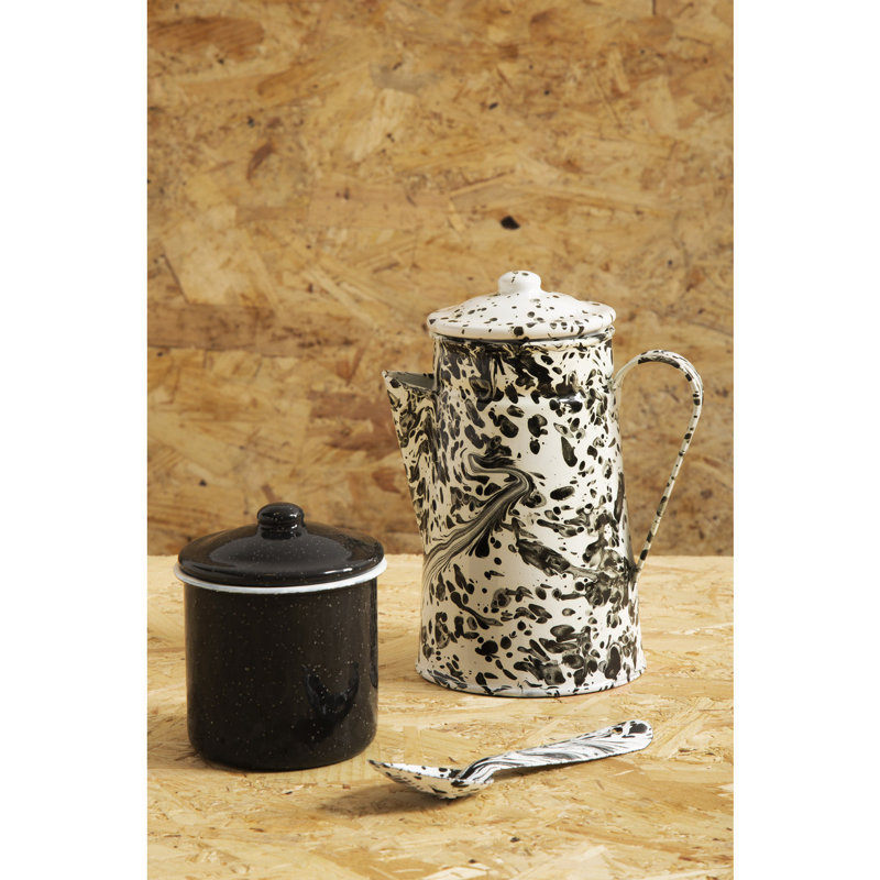 Kitchen Canisters & Storage Jars, 10cm H x 9cm W x 9cm D, Black/White