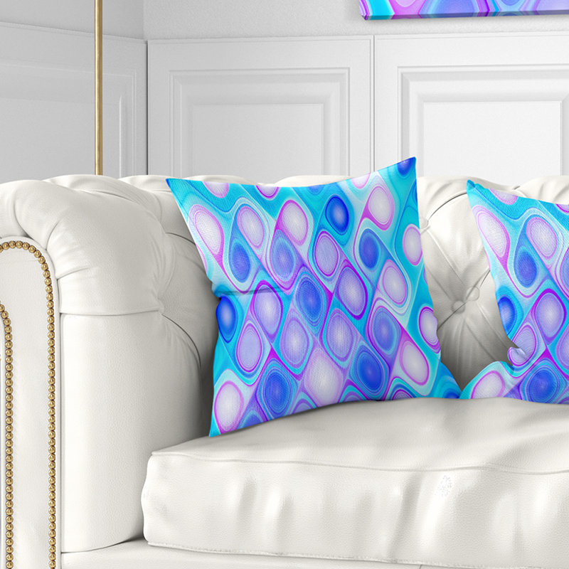 Motif dense bleu avec des tourbillons - coussin abstrait imprimé, 16 po x 1 po, Coussin décoratif