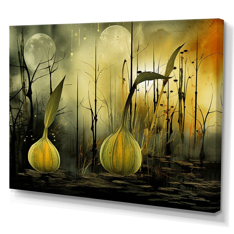 «Green Fennel Herbs Dreamscape», art mural herbes florales, Toile tendue, H 16 po x l 32 po x P 1 po