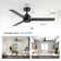Zelindo 48''Matte Black Ceiling Fan Without Light, Indoor Ceiling Fan no Light with Remote Control and Quiet DC Motor, Outdoor Ceiling Fans for porch Without Lights, Black 3 Blades