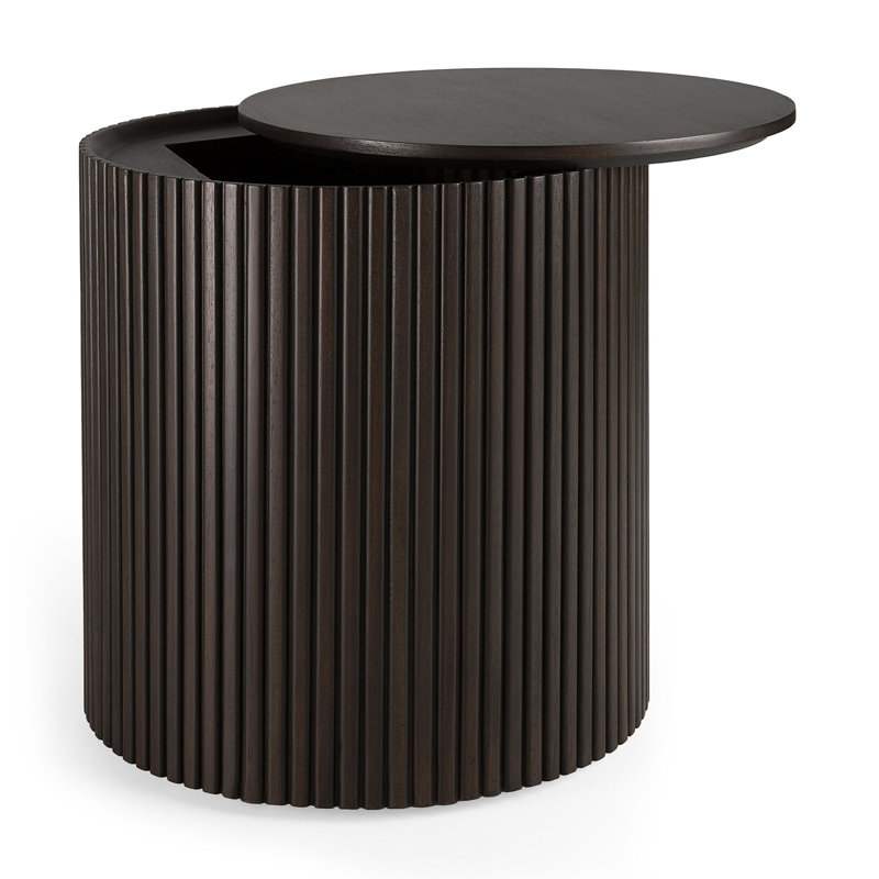 Mahogany Roller Max Dark Brown Round Side Table - Varnished,  Dark Brown