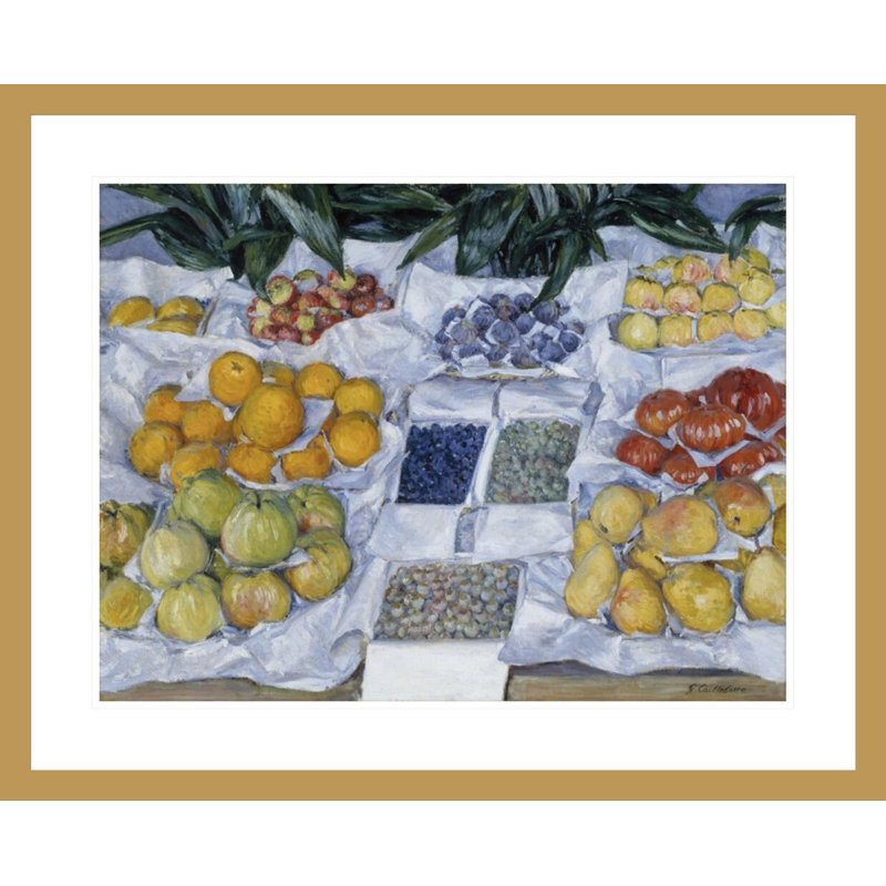 «Fruit Exposed on a Stand» par Gustave Caillebotte - Reproduction giclée encadrée, H 23,5 po x l 29,08 po