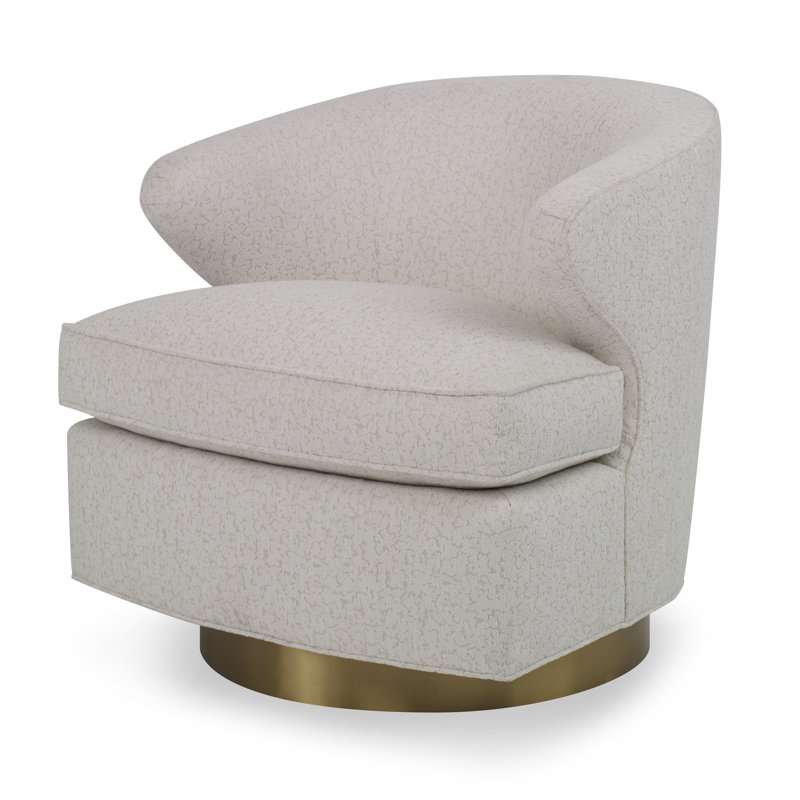 Chaise pivotante Scoop - Base en laiton, Filigrane ivoire 100% polyester
