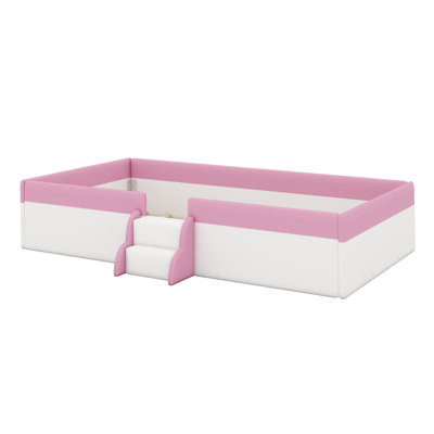 Upholstered Daybed Frame With Fence And Stairs