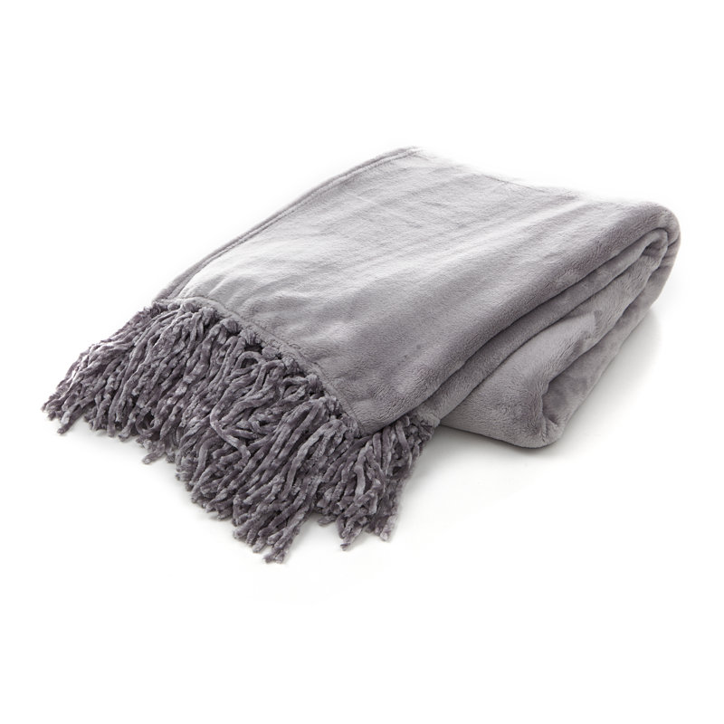 Plush Woven Throw Blanket, Silver 