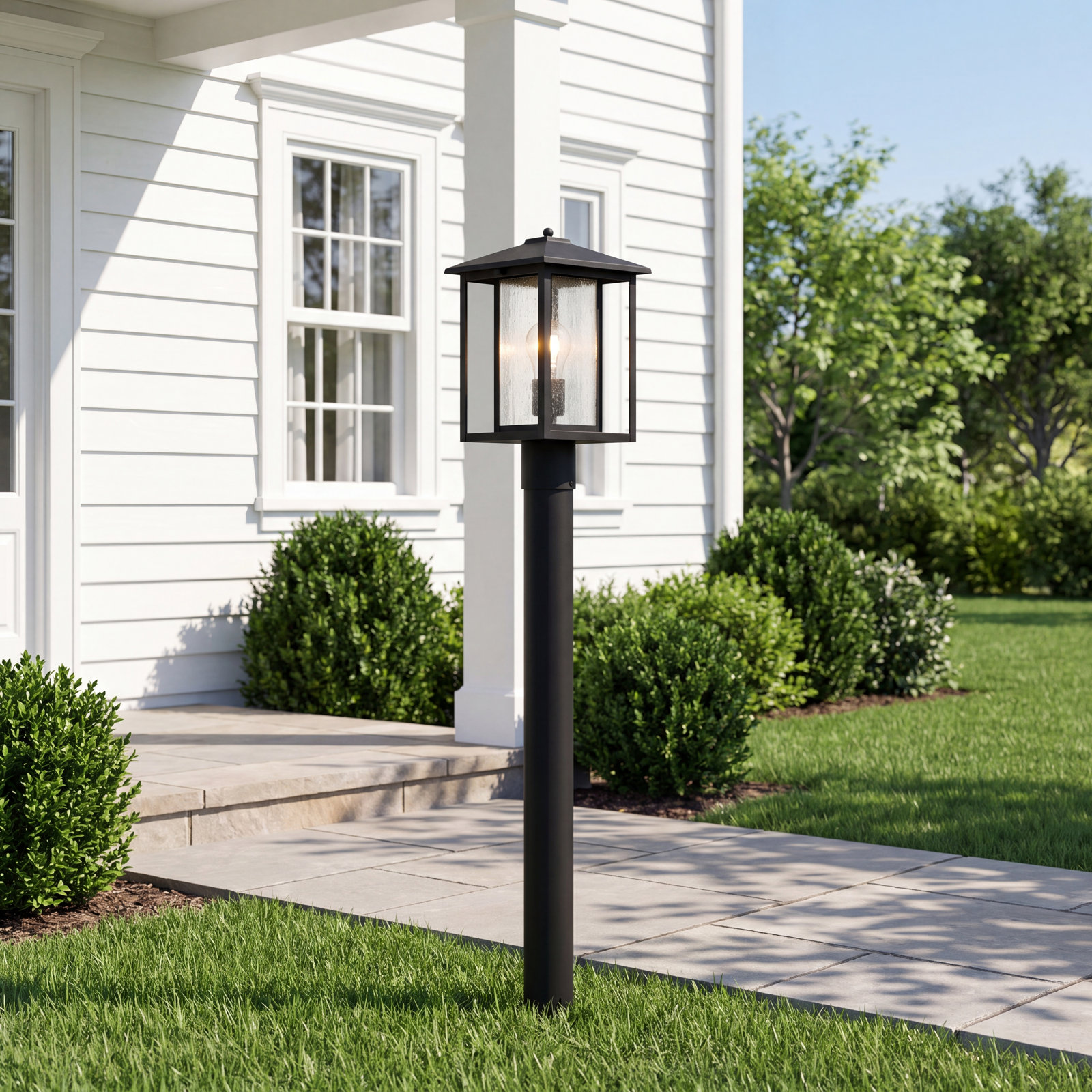 Vermont Seeded Outdoor Lantern Head, Black