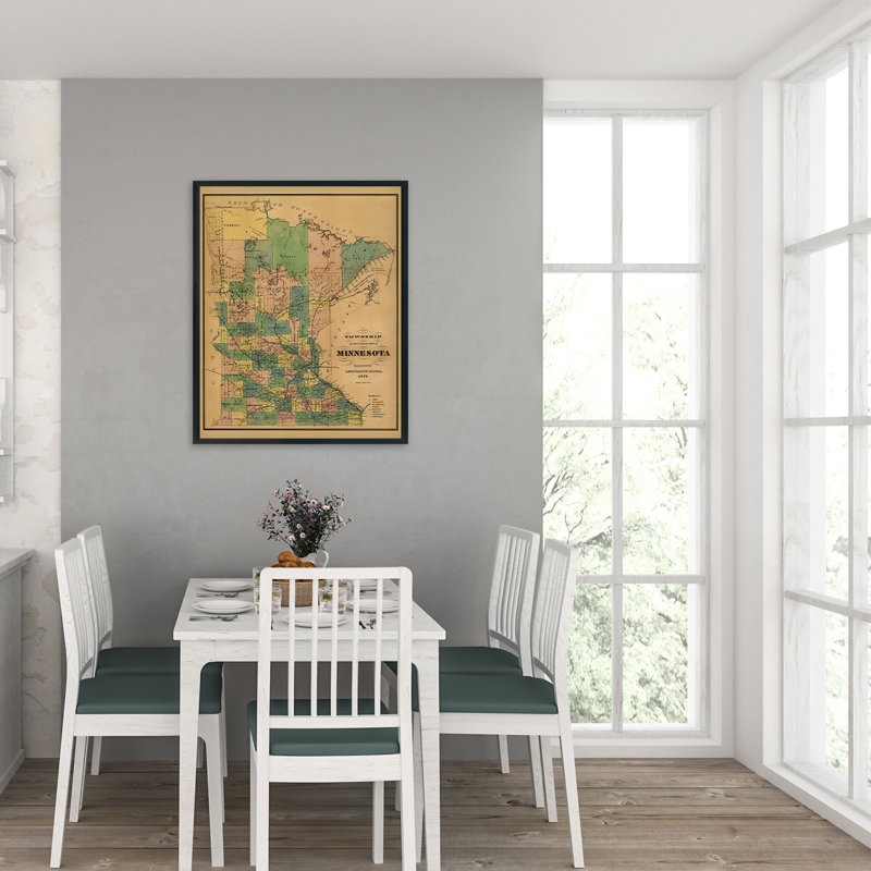 «1874 Minnesota Map», art mural, H 30 po x l 24 po x P 0,1 po
