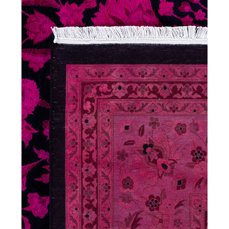 Overdyed Hand-Knotted Wool Modern-Contemporary Pink Area Rug 9' 2" x 12' 5"