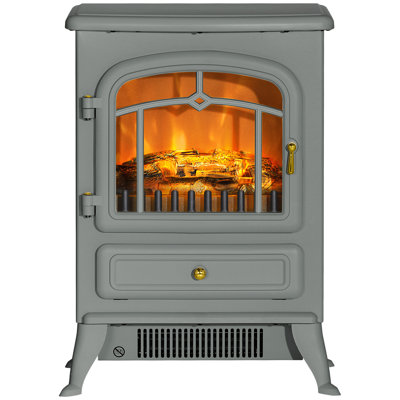 Chaufferette électrique sur pied 22 po, poêle avec flammes et bûches à DEL réalistes, chaleur réglable 750W / 1500W, protection contre la surchauffe et le basculement, chauffe jusqu'à 216 pieds carrés - idéal pour le salon, la chambre à coucher