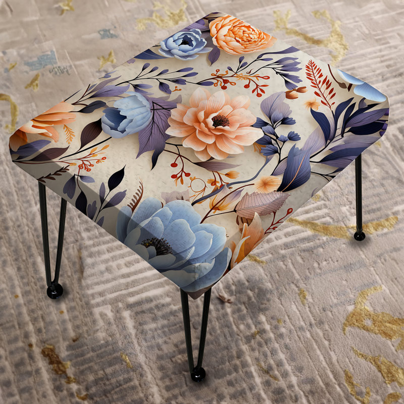 Delicate Flower Symphony - Floral Rectangle Ottoman