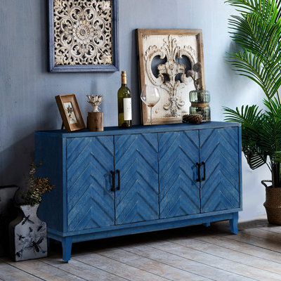 Wooden Stronger Buffet Cabinet, Accent Storage With 4 Doors, Accent Storage Cabinet For Indoor