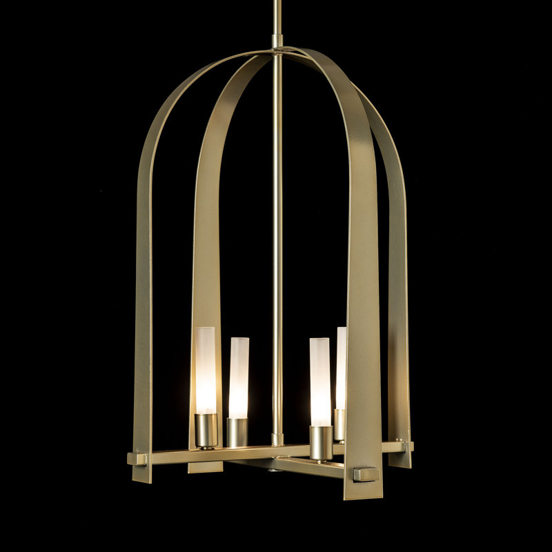 Triomphe 4 - Light Lantern Geometric Chandelier, Modern Brass