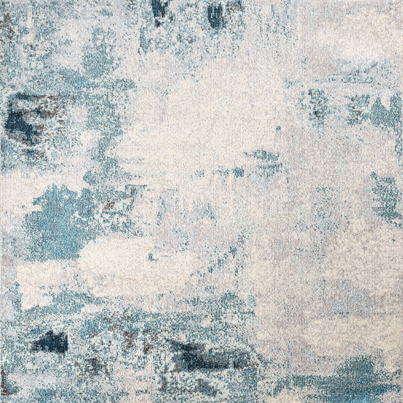 Tapis crème / bleu Lasley, Carré 7 pi 10 po