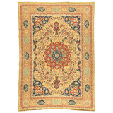 Hand Knotted Wool Area Rug in Gold And Blue