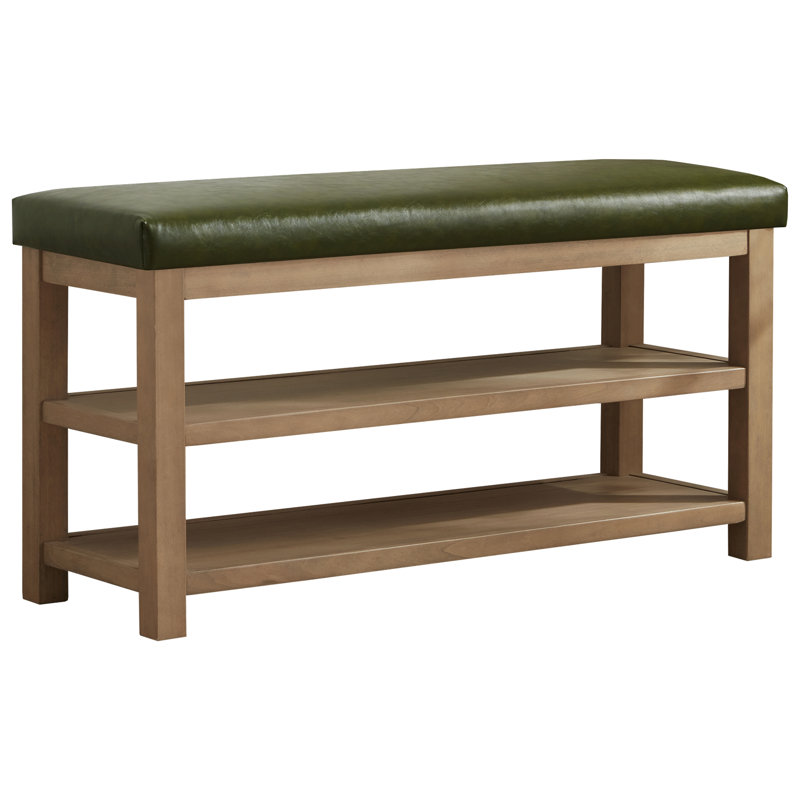 Hahnville Faux Leather Upholstered Storage Shoe Bench, Black, 54.1cm H x 117.1cm W x 35.1cm D