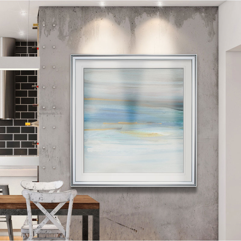 « milan ii », peinture, H 16 po x l 16 po x P 2 po, Cadre argenté