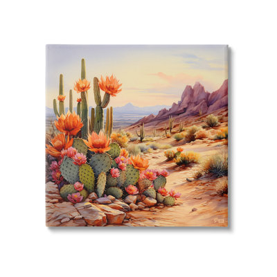 «Cactus Flower Landscape», art mural sur toile par Rb