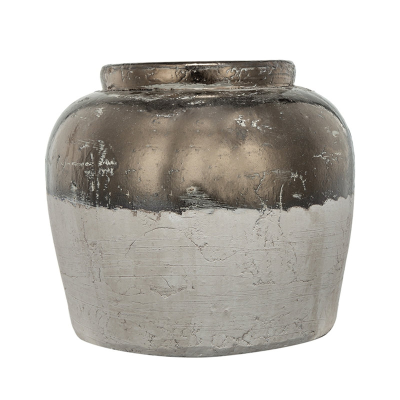 13X13x11" Round Sienna Brown Ceramic Accent Vase