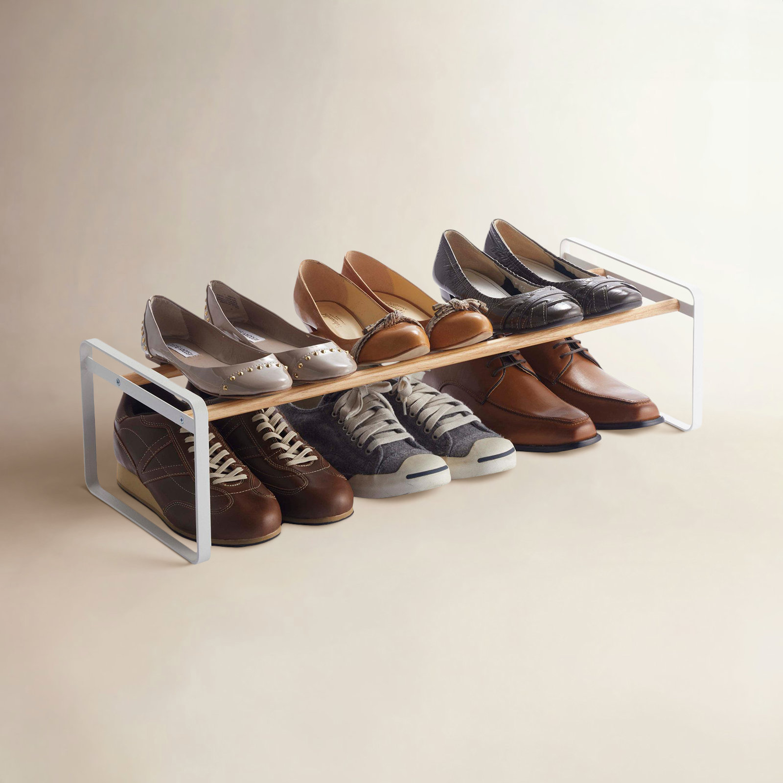 Yamazaki Home Expandable Shoe Rack, White