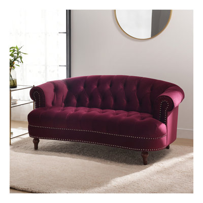 La Rosa Victorian Chesterfield Loveseat, Burgundy Velvet
