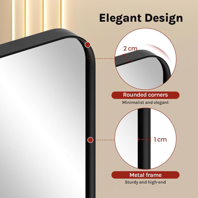 Rectangle Wall Mirror, 70L x 50W cm