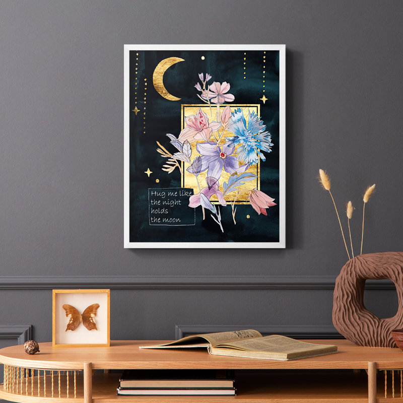 Moonlight Flowers III, reproduction encadrée - bois massif, Blanc, H 28 po x l 22 po