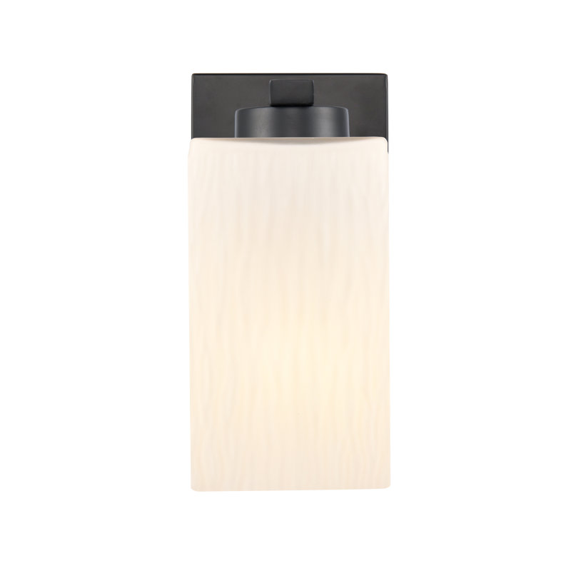 Ambrosi - 1 lumière - 5 pouces - Noir mat - Abat-jour ondulé blanc - Éclairage pour meuble-lavabo, White, Matte Black