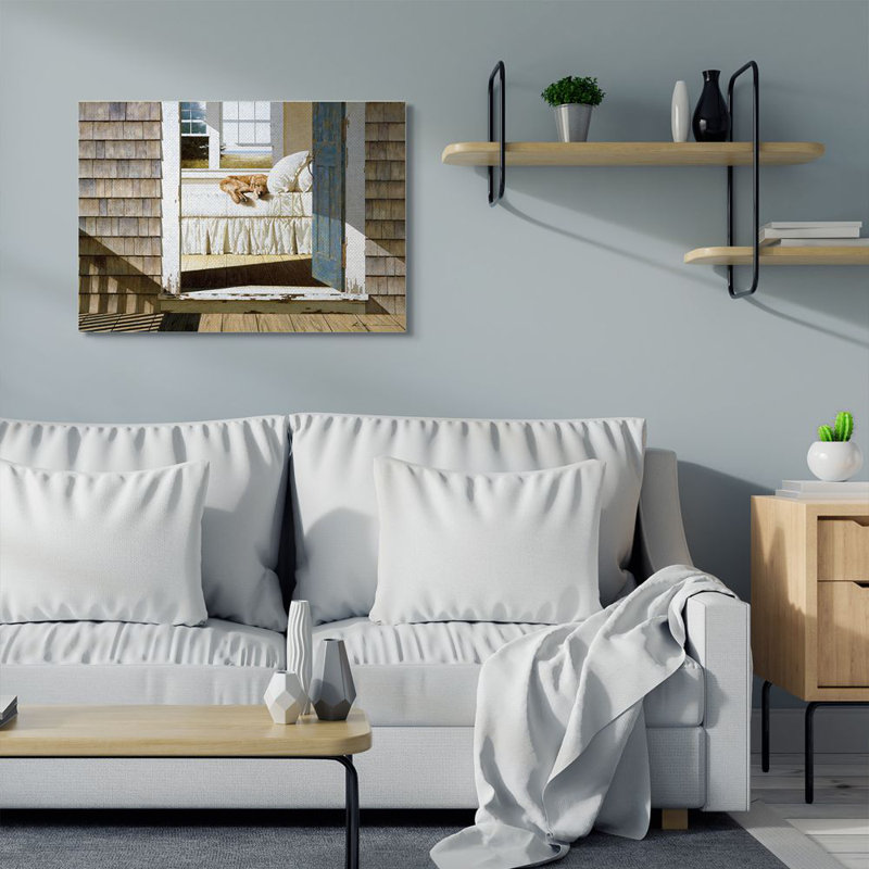 «Dog Nap at Cape House Realistic» par Zhen-Huan Lu - impression d'art graphique, Toile tendue, H 30 po x l 40 po x 1,5 po