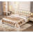 Queen Size Upholstered Platform Bed with Thick Fabric, Grounded Bed with Solid Frame, Beige