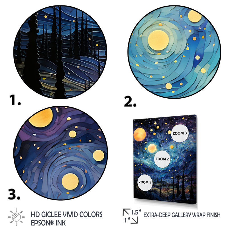 Étoiles Tanaquil Stellar Serenity II - imprimé, Encadrement doré, H 44 po x l 34 po x P 1,5 po
