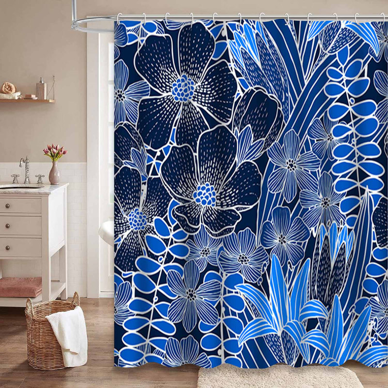 Rideau de douche Floral 12 fleurs, L 72 po x l 78 po