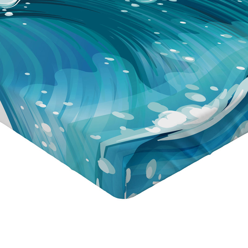 Ensemble de 2 drap-housse Ambesonne Tsunami Exotic Ocean Waves, Drap-housse pour lit simple TG