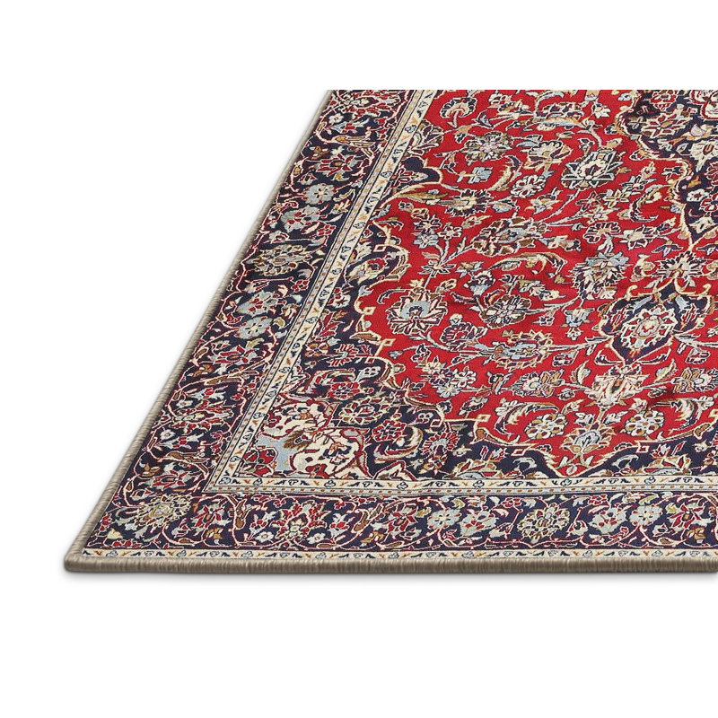 Tapis traditionnel rouge / noir Kutler, Rectangle 5 pi x 7 pi