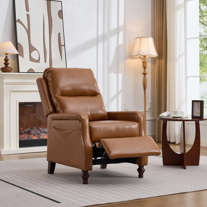 Fauteuil inclinable confortable en cuir PU, Brun clair